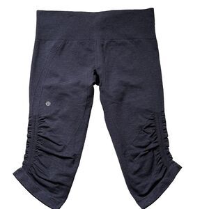 Lululemon In the Flow Crop II Leggings Navy Blue Capri Ruched Yoga Wmn's 8 pants